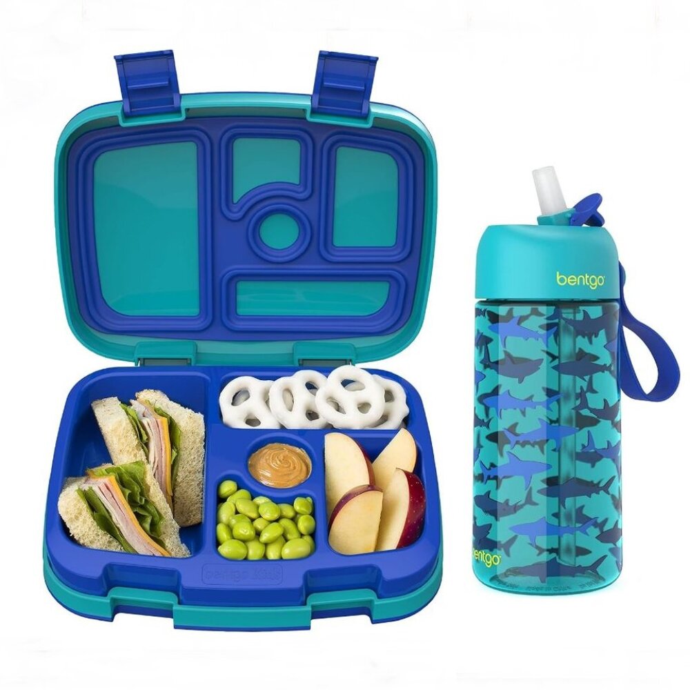 Bentgo Plastic Shark Lunch Box with Water Bottle